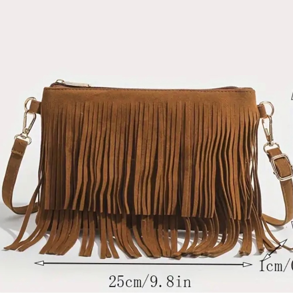 Vintage Brown Tassel Crossbody purse